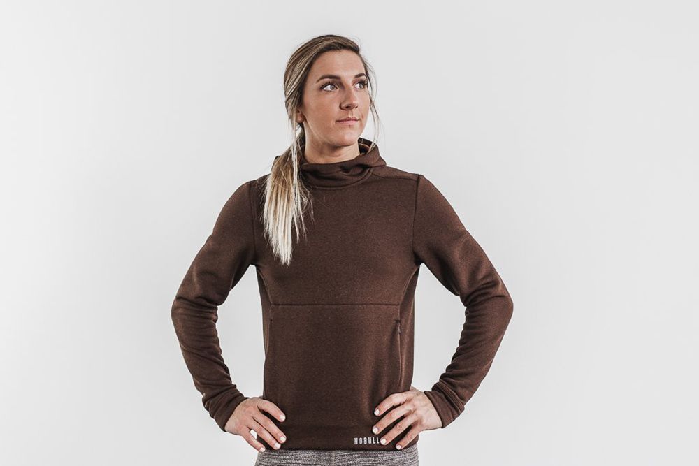 NOBULL Performance Pullover Kapüşonlu Sweatshirt Bayan - Kahverengi - Turkiye (BZN-283415)